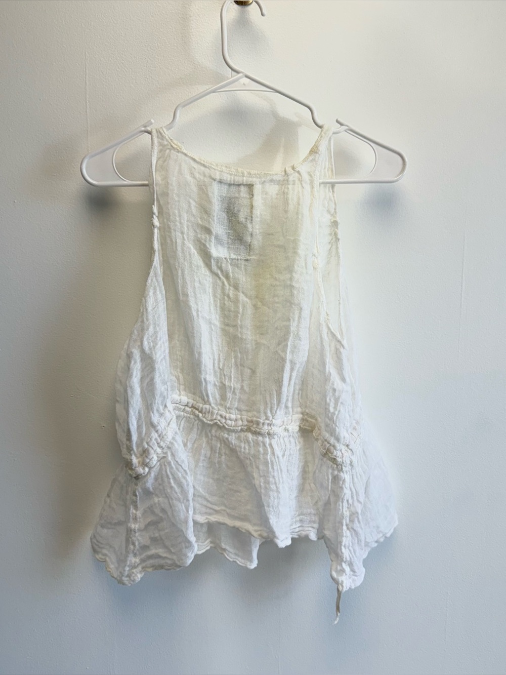 Magnolia Pearl Vintage White Cotton Gauze Ribbon Cinch Tank Top One Size - Picture 8 of 11
